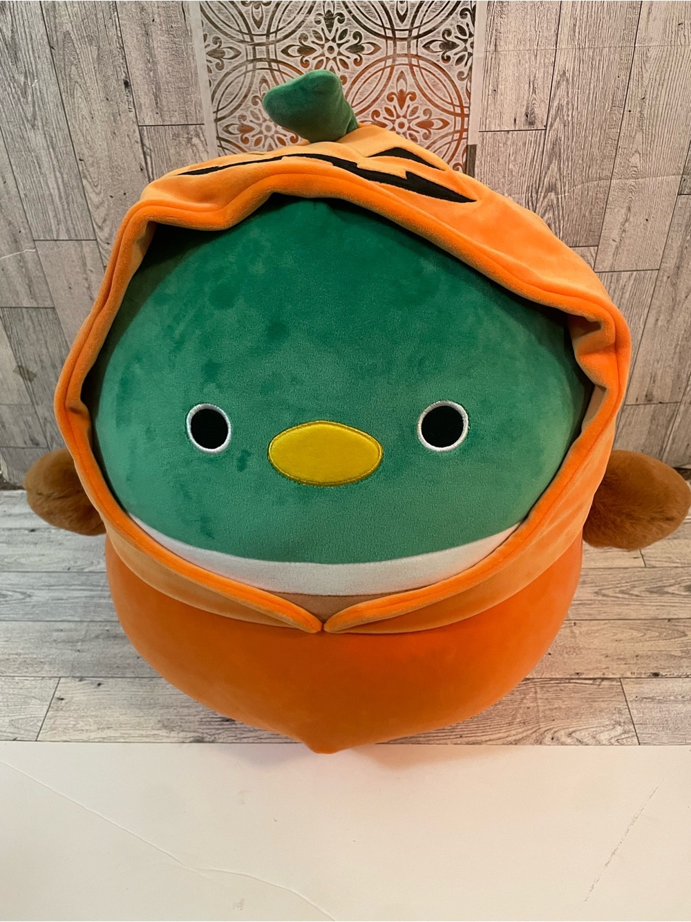Avery squishmallows Plush bird in Pumpkin costume big
